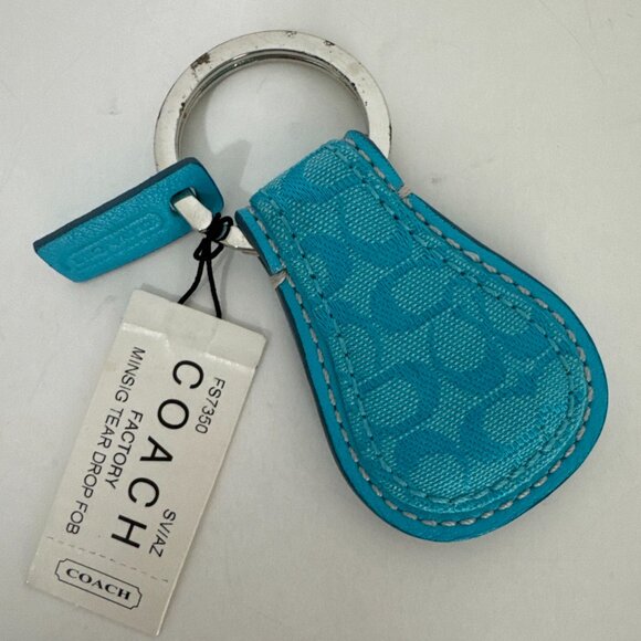 Coach Vintage Jacquard Mini Signature C Tear Drop FOB Key Chain Bag Charm FS7350 - Picture 2 of 15